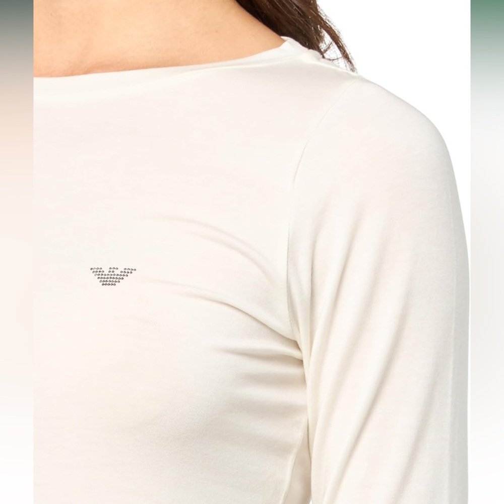 NWT • Emporio Armani • Women's XS Fluid Viscose Long-Sleeve Pajama Top • Yogurt